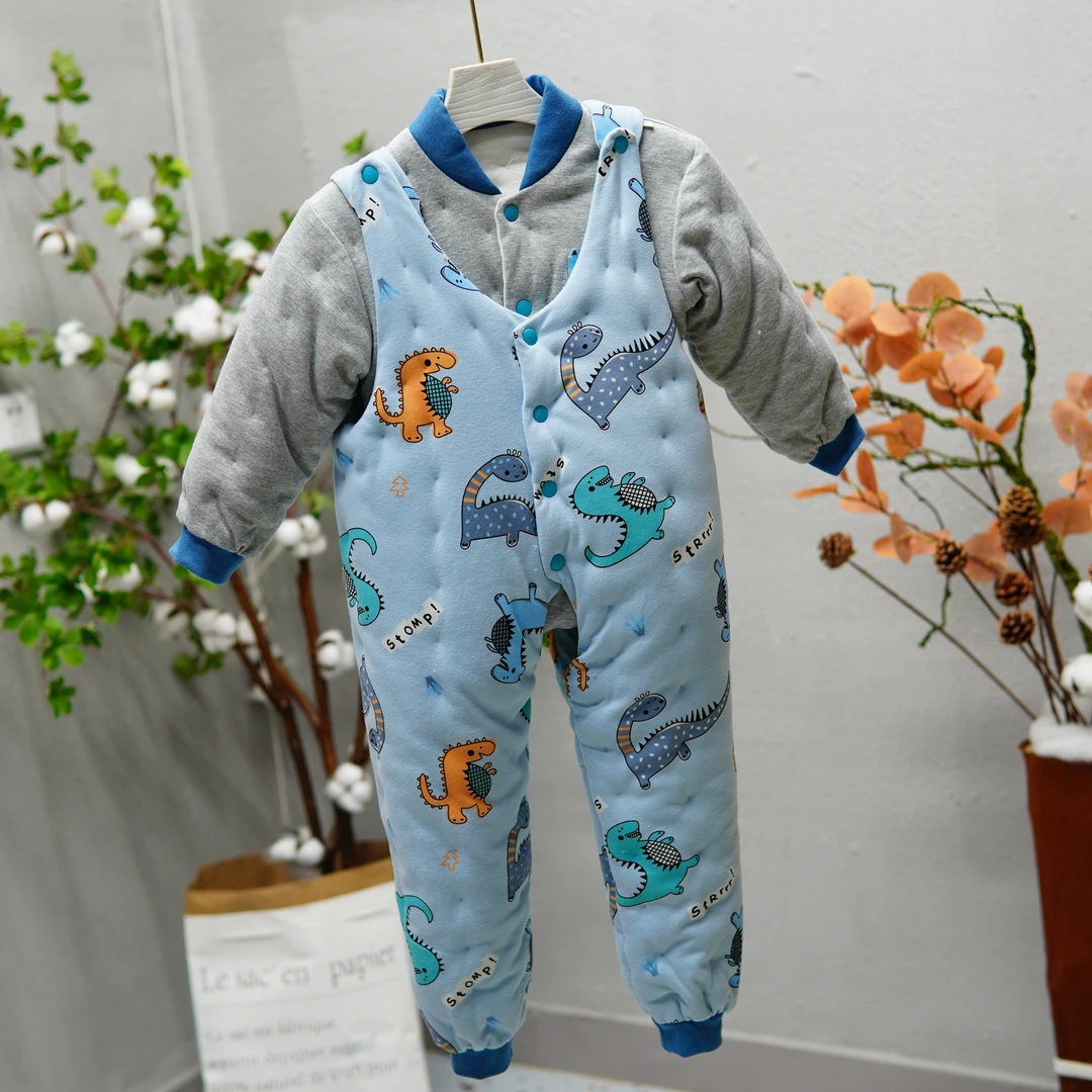 MD018宝宝背带套装手工棉花棉袄棉裤两件套加厚保暖卡通冬季通用