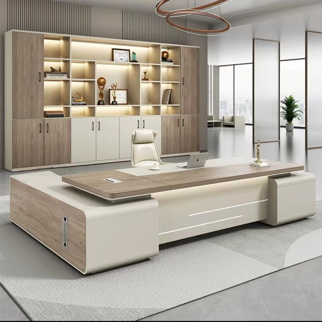 豪华老板桌商务主管桌大班台经理桌总裁桌极简北欧风办公桌椅组合