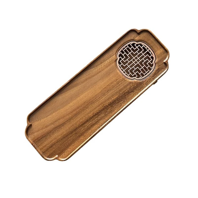 胡桃木海棠42*16*2.3蓄水储水两用实木干泡台复古长方形茶盘茶托