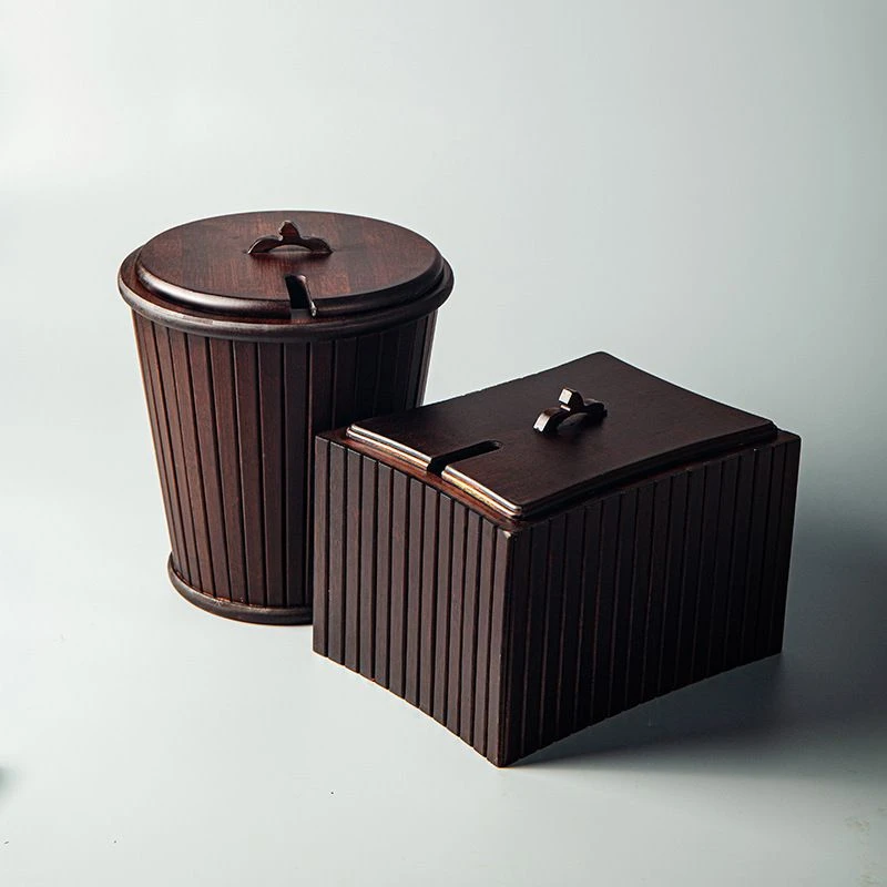 竹制茶渣桶大号带盖过滤茶水桶垃圾桶功夫茶具家用配件茶道茶海