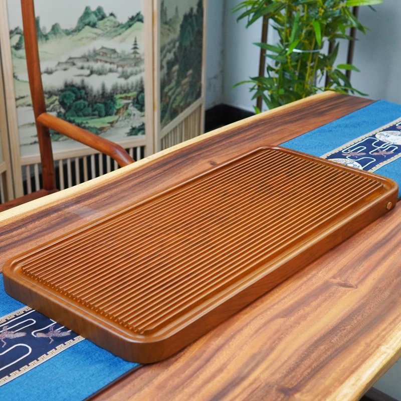 花梨色【直条70*32】茶盘实木家用排水小型干泡茶台