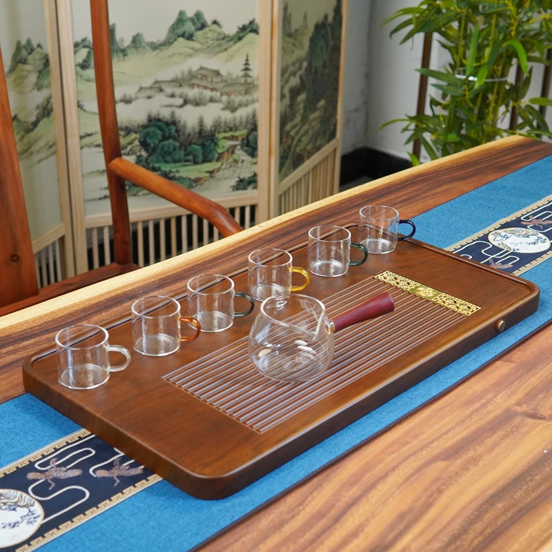 花梨色【顺雅60*32】茶盘实木家用排水小型干泡茶台