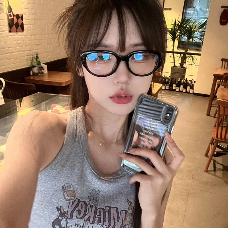 粗框复古猫眼眼镜黑框近视平光镜女韩版潮流框架