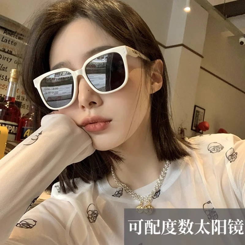 gm墨镜时尚网红高级感夏潮新款奶白色太阳镜眼镜防紫外线可配近视