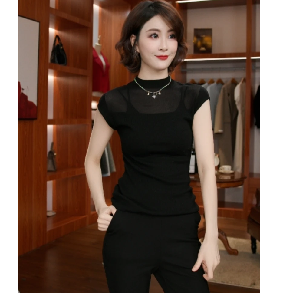 【拓拾】2025上新高级感百搭女士修身显瘦黑色打底衫D987