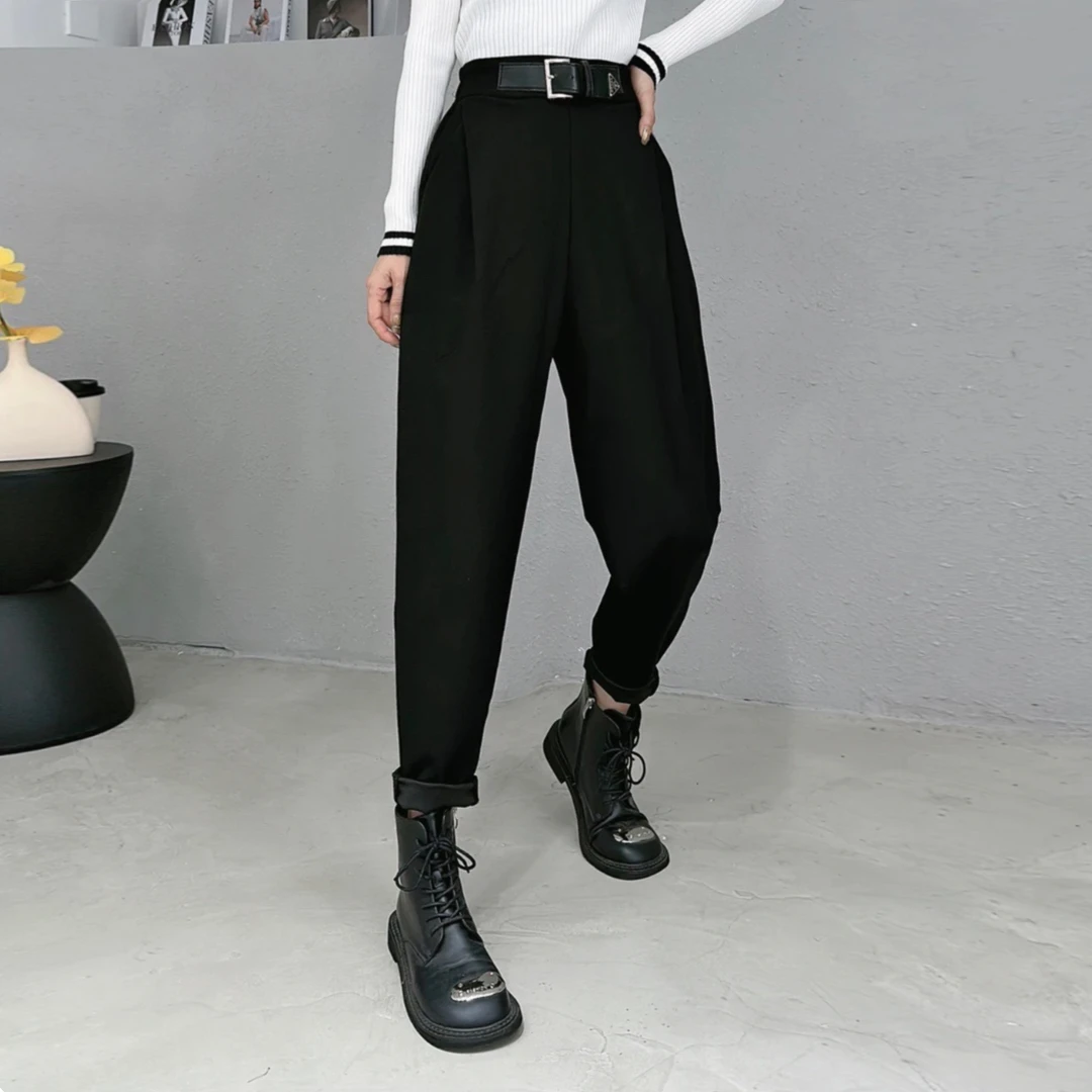 2025上新网红哈伦裤休闲高腰显瘦经典黑色外穿九分裤395