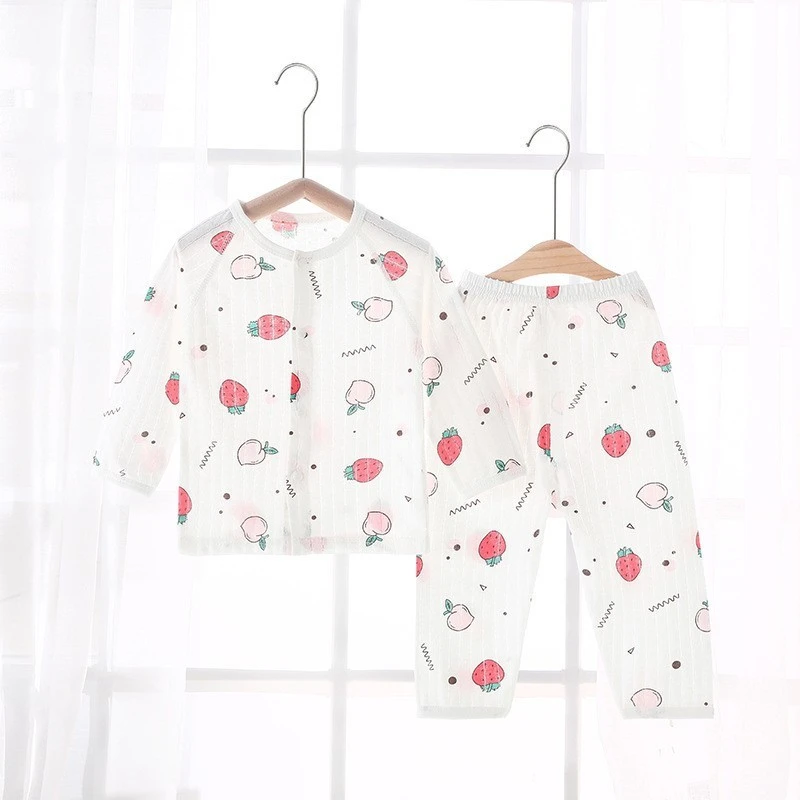 婴幼儿睡衣春秋A类纯棉薄款夏款长袖宝宝家居空调衣服男女童分体