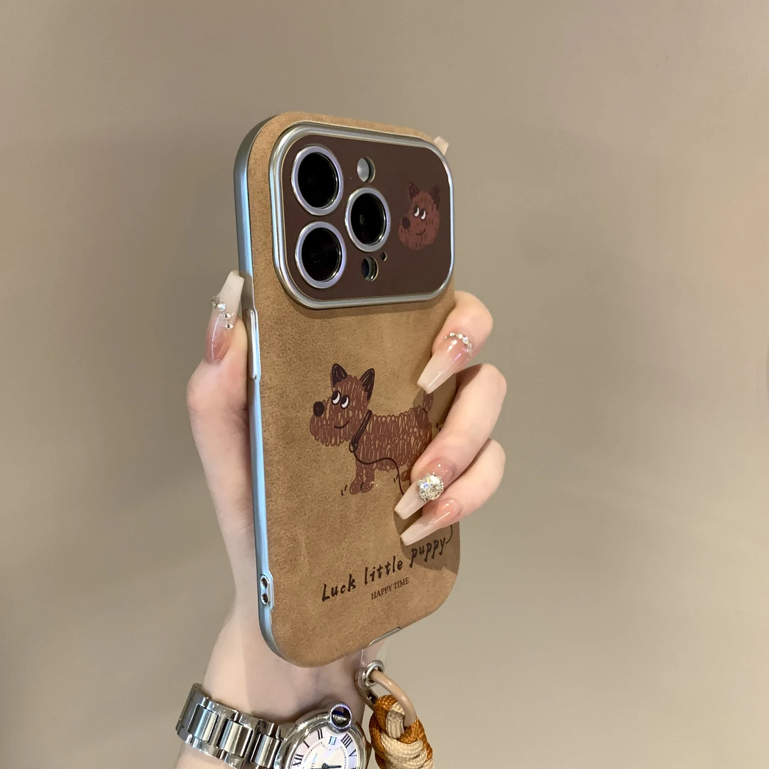 腊肠小狗磨毛适用iPhone15ProMax手机壳14Pro创意13PM套防摔12壳