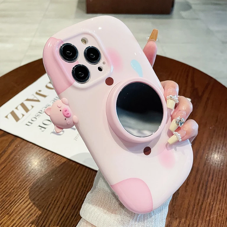粉色小猪相机适用苹果15promax手机壳iPhone14防摔12创意11韩风13