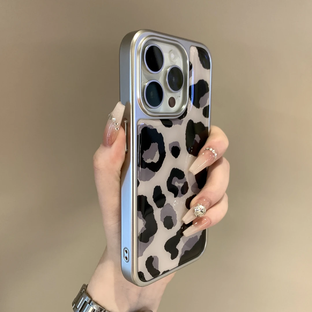 高级感潮牌豹纹适用iphone14pro苹果15手机壳11电镀12pro小众13女