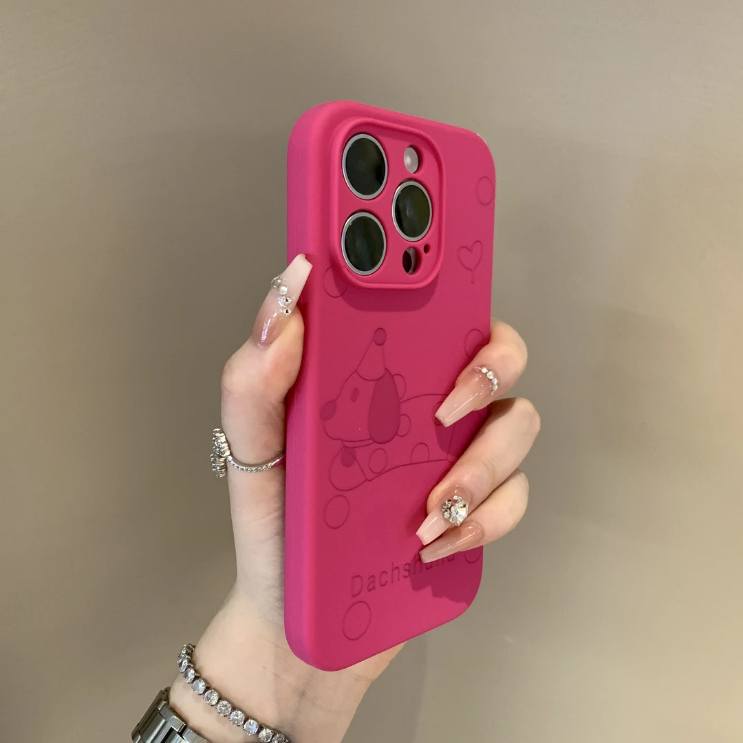 液态硅胶适用iPhone线条腊肠狗14promax13手机壳苹果13