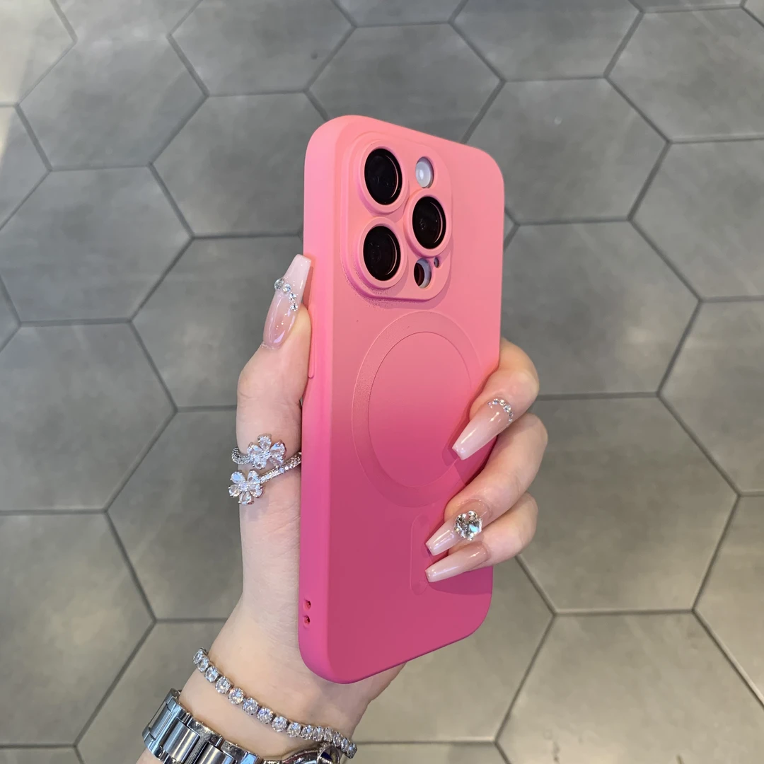 磁吸渐变适用苹果15手机壳iPhone14promax硅胶13带镜头膜12全包11