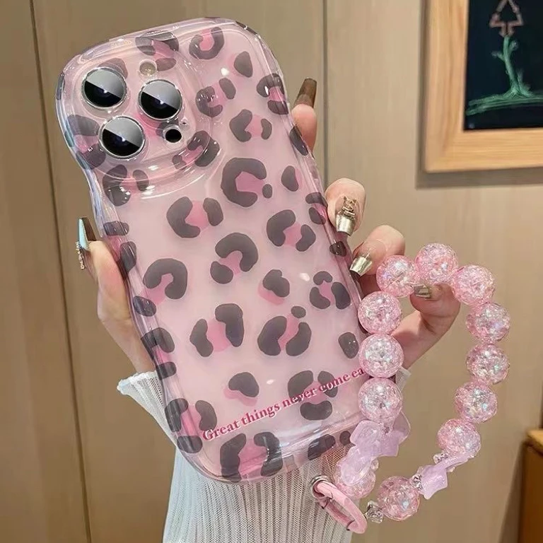 ins风豹纹适用苹果15promax手机壳新款14粉色防摔硅胶iphone13女