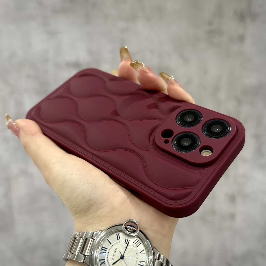 肤感立体水波纹iPhone15苹果手机壳14promax防摔12高级13男女款11