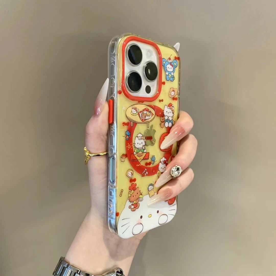 可爱猫咪蝴蝶结磁吸适用iphone16手机壳苹果15女14情侣13创意全包