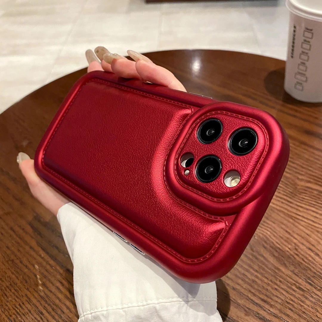 简约电镀皮质苹果15promax手机壳14高级感iPhone13防摔全包12个性