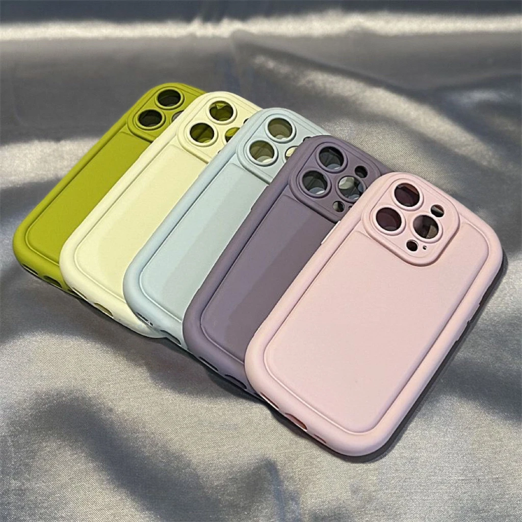 ins纯色小胖仔适用苹果14promax手机壳iphone13/12气垫11全包软壳