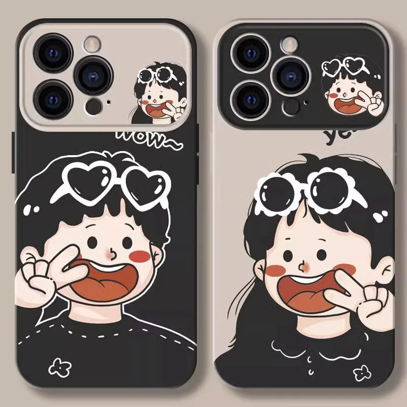 适用苹果15promax手机保护壳新款iphone14高级感13pro卡通1太阳眼