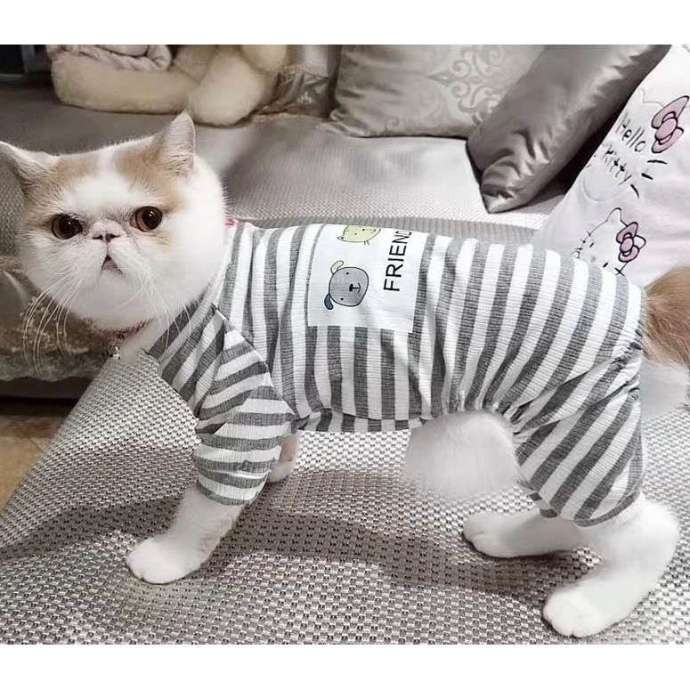 猫咪衣服四脚防掉毛睡衣夏季款英短蓝猫布偶猫幼猫宠物狗狗家居服