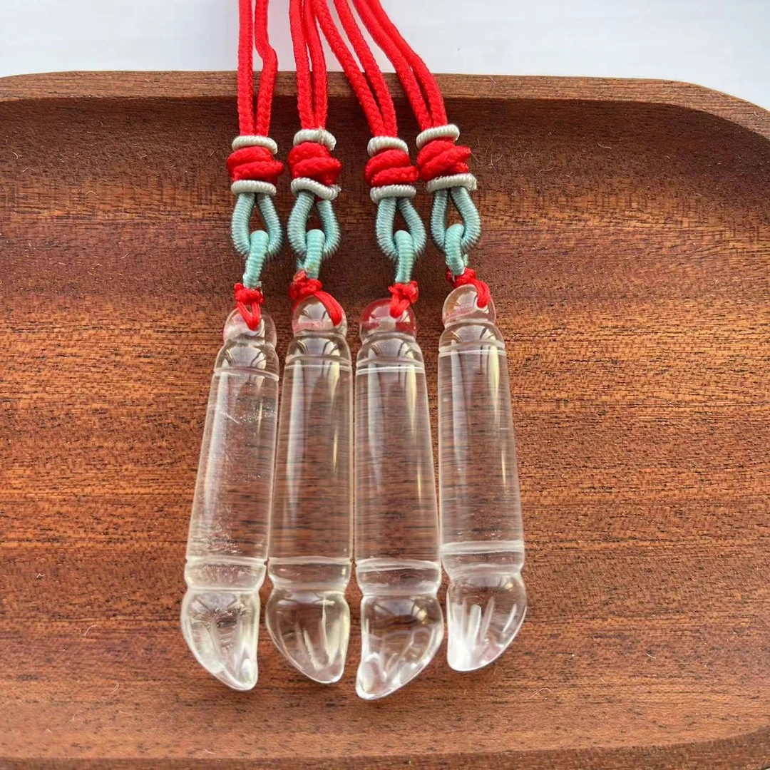 50mm左右天然白水晶文昌笔吊坠编绳助学业事业手工编织学生情侣