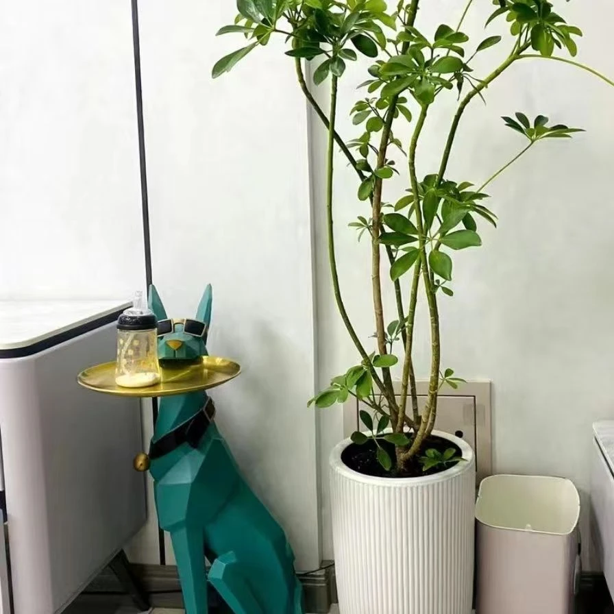 带脚竖纹陶瓷大花盆手工制作高温烧制