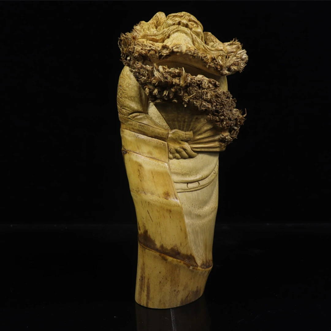 竹根雕 钟馗 正气 手把件摆件传统艺术 朱利勇落款作品 竹木雕刻