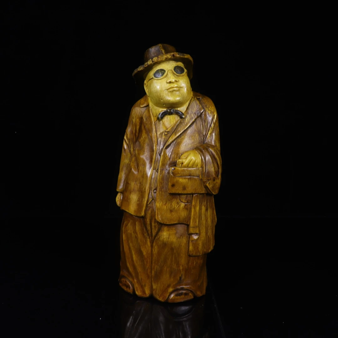 竹根雕 民国百态之洋学生 传统艺术 朱利勇落款作品 竹木雕刻