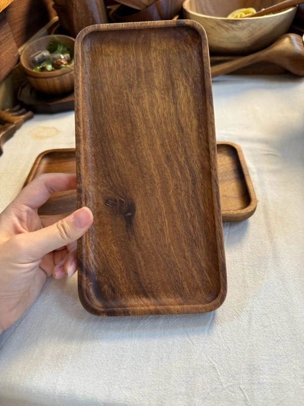 【尾货处理】胡桃木加厚长方盘糕点盘25*12*2cm