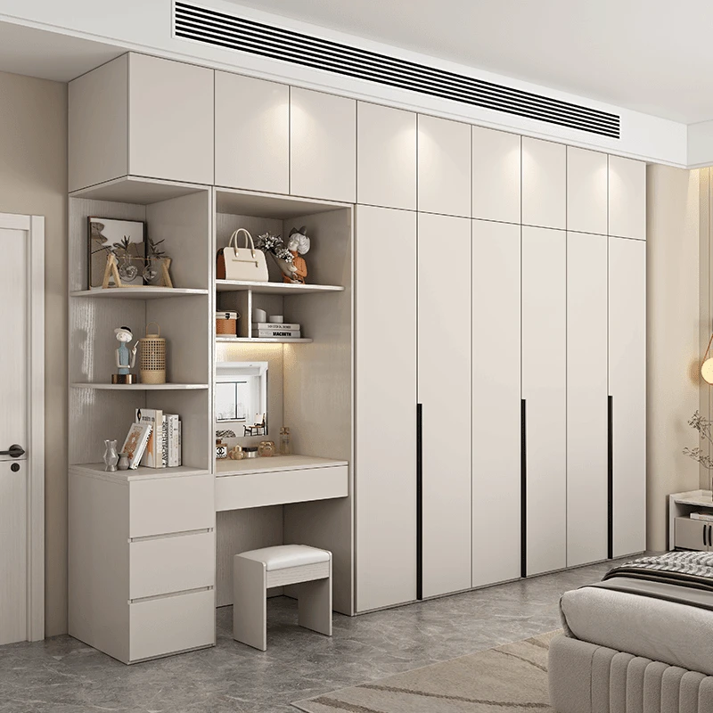 奶油风衣柜家用卧室简约经济型梳妆一体组合小户型大衣橱