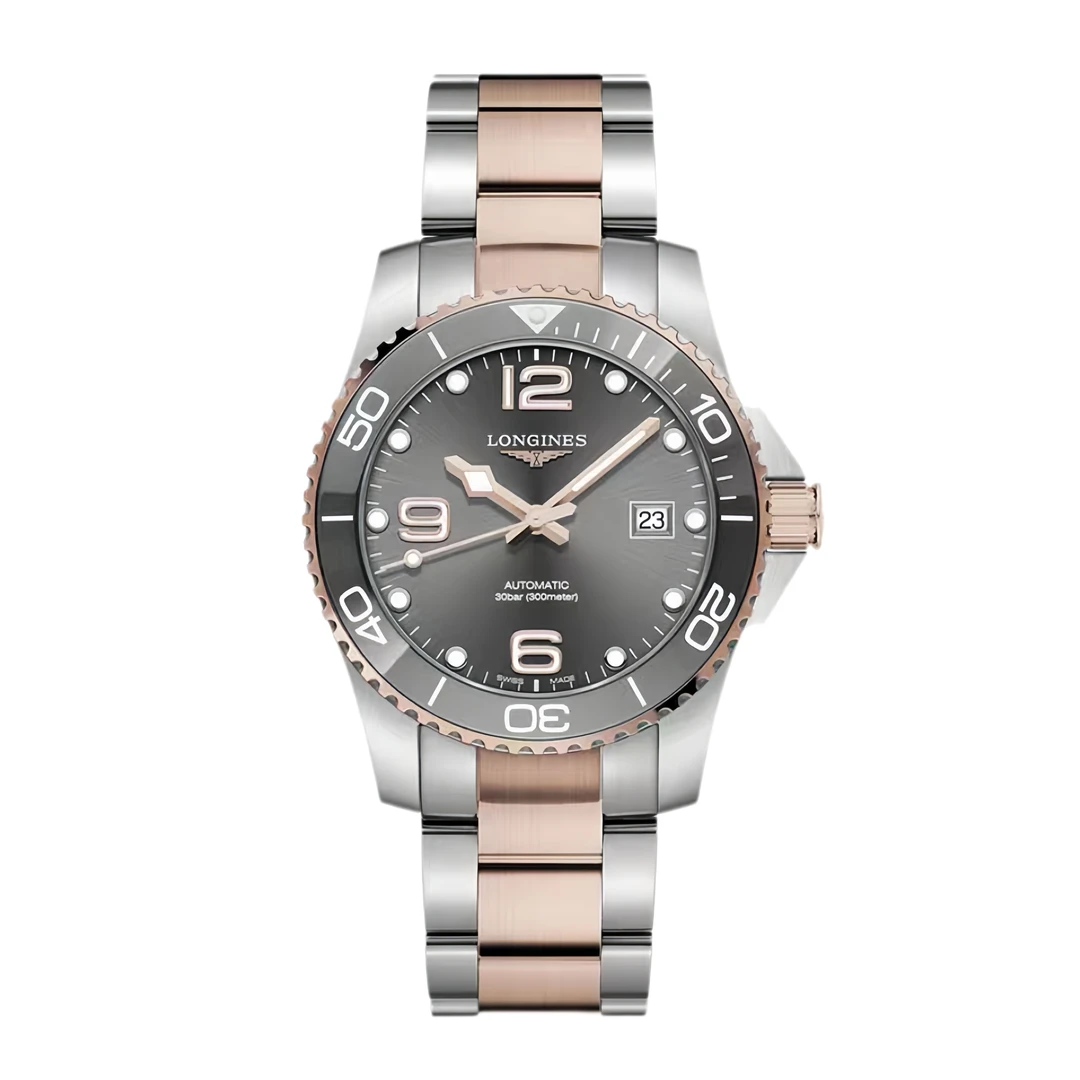 99新 Longines/浪琴 余/康卡斯781灰盘玫瑰金边/表径41mm/防水