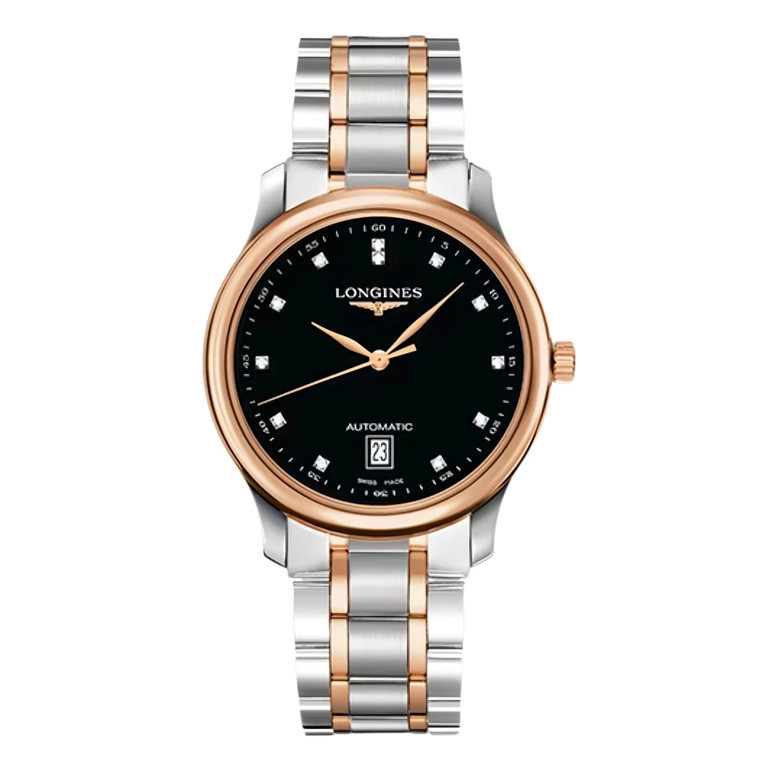 99新 Longines/浪琴 华名匠628玫瑰金钻黑盘/38.5表径