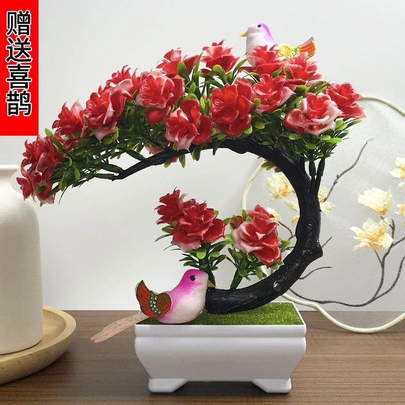 仿真花假花塑料玫瑰花盆景客厅摆放花餐桌酒柜玄关办公室家居装饰