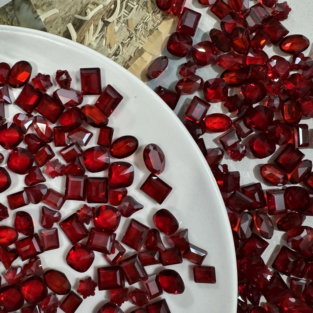 安可拉红美甲尖底钻秋冬牛血红色异形歪心椭圆K9大钻饰指甲装饰品