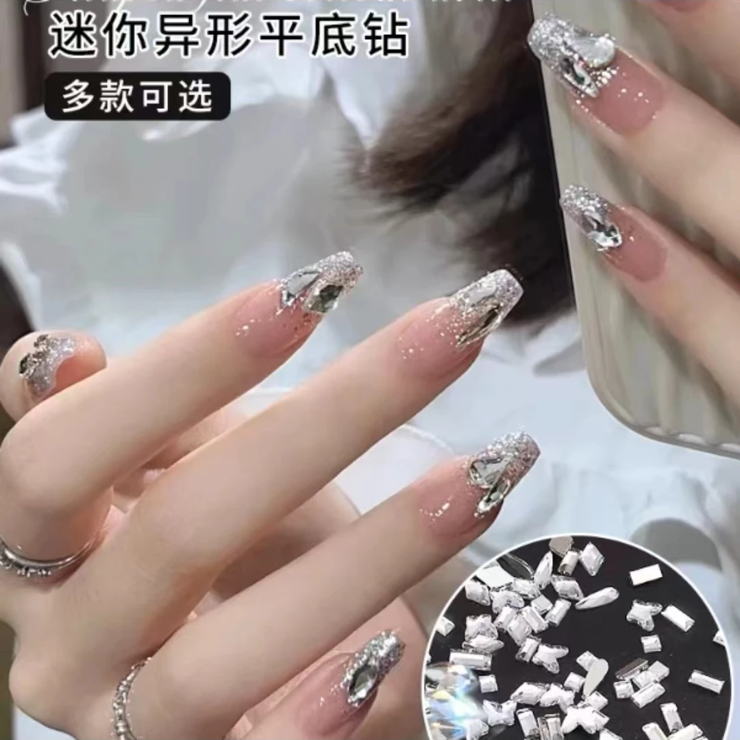 K9水晶玻璃平底异形混钻白色超闪菱形冰透平底钻透白尖底方形镀底