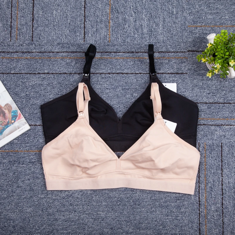无钢圈纯色棉款吸汗透气T扣哺乳内衣C0047大罩杯文胸70-85CDEFG