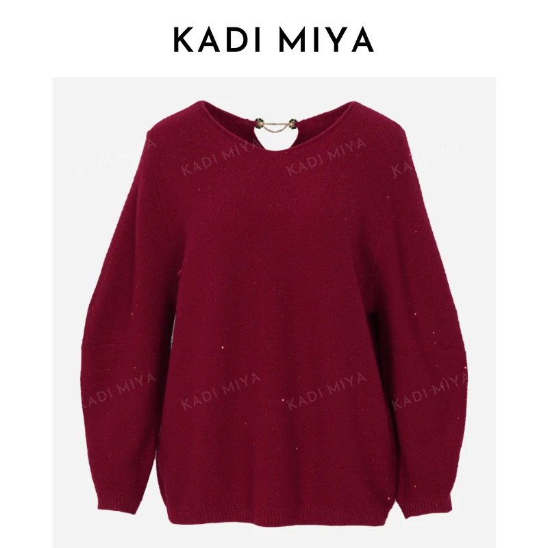 KADIMIYA法式高级感羊毛针织衫简约纯色慵懒宽松新年氛围毛衣