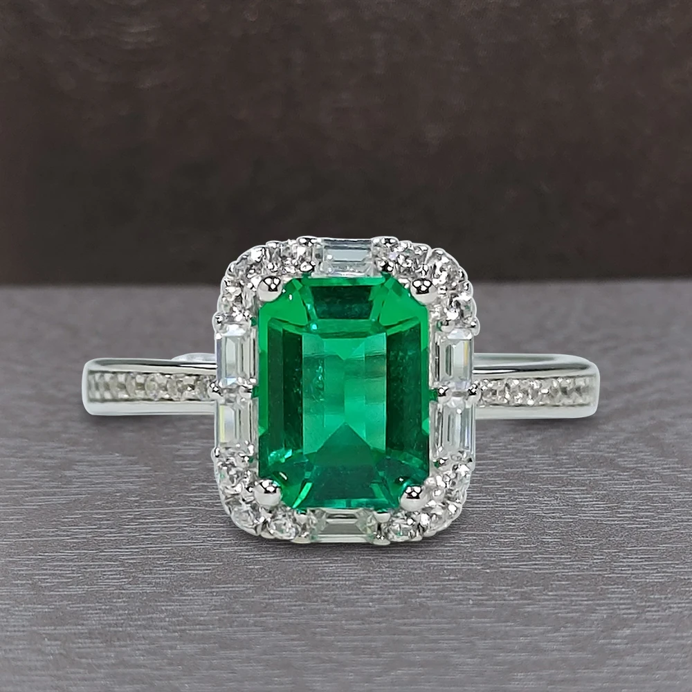 培育祖母绿哥伦比亚祖母绿S925银镀金戒指女款气质时尚定制K15