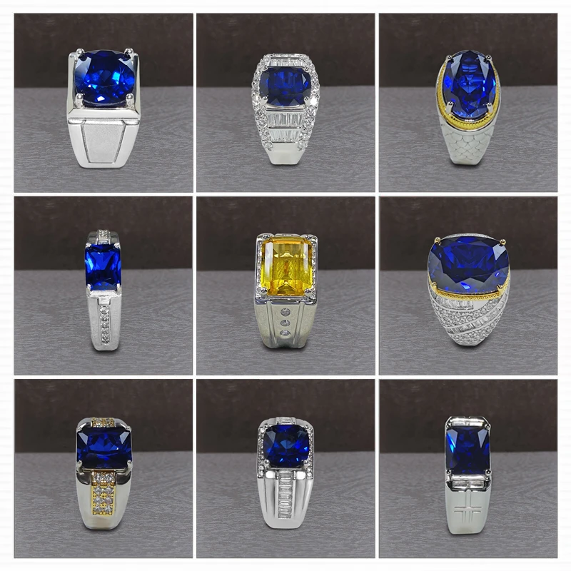 蓝宝石戒指定制直播精选天然料培育
