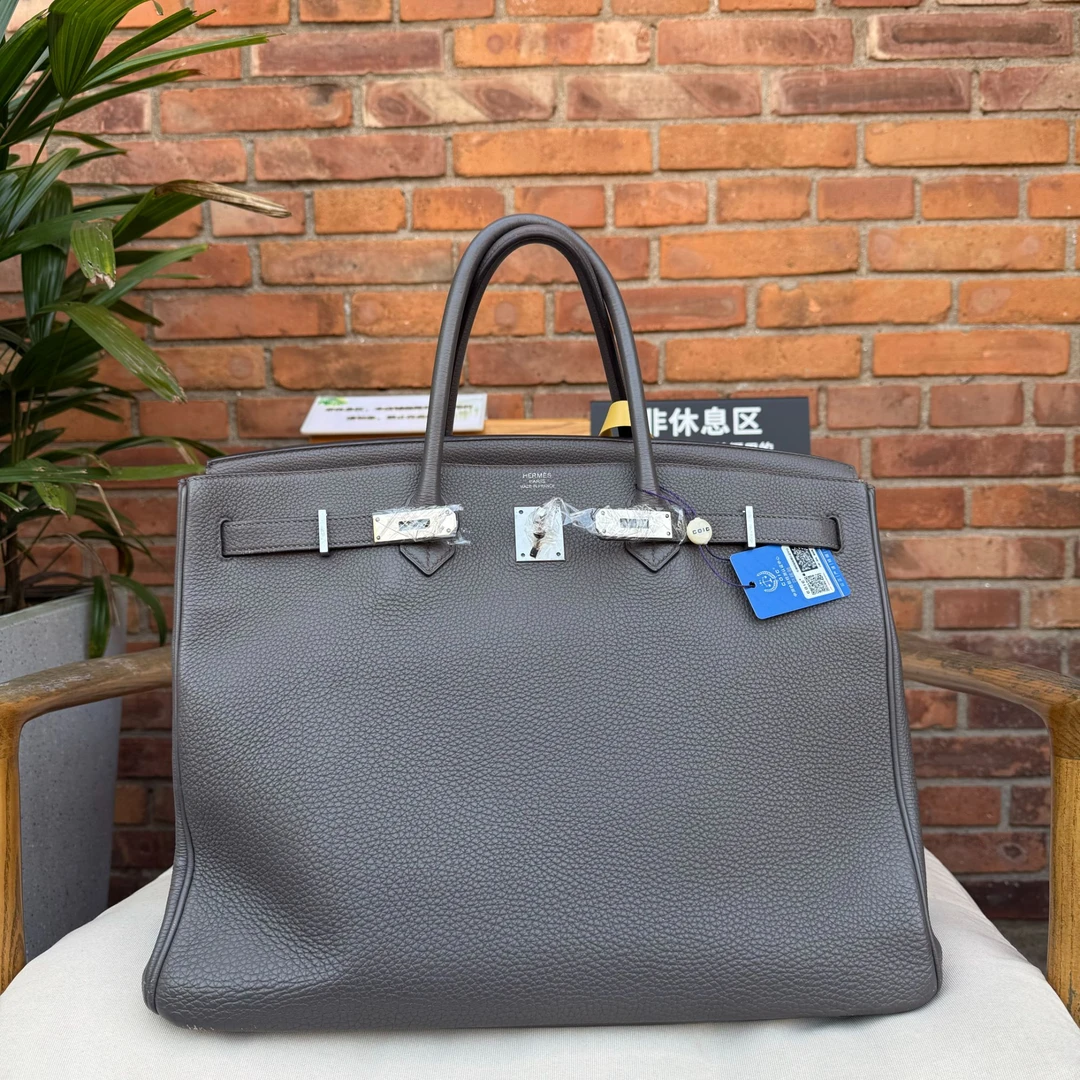 95新 Hermes/爱马仕 爱马仕Birkin40锡器灰银扣/沙滩金