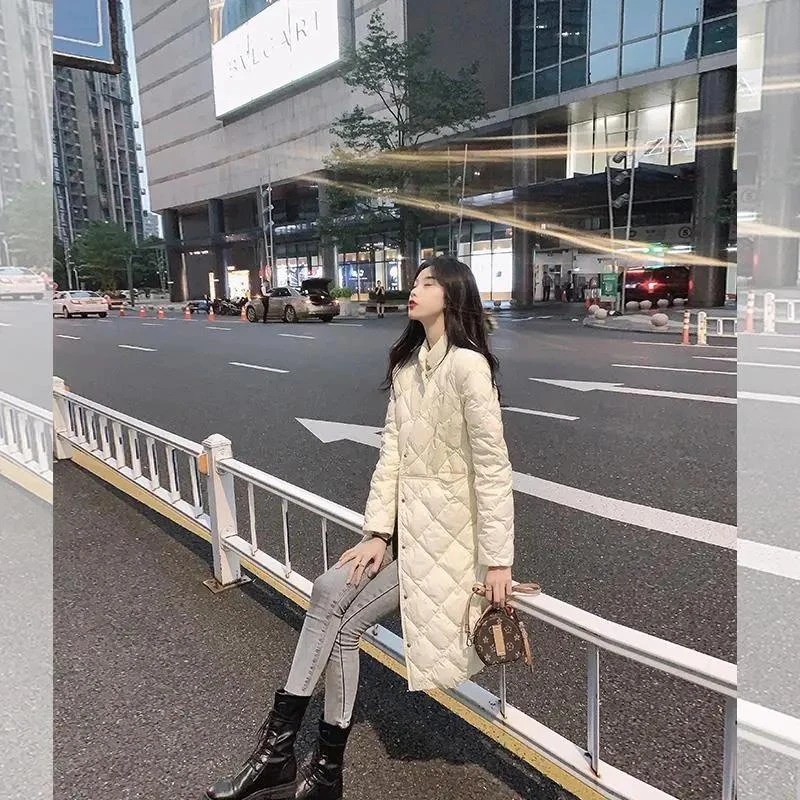 轻薄款羽绒服女中2023秋冬新款韩版棉外套潮清仓反季立领长