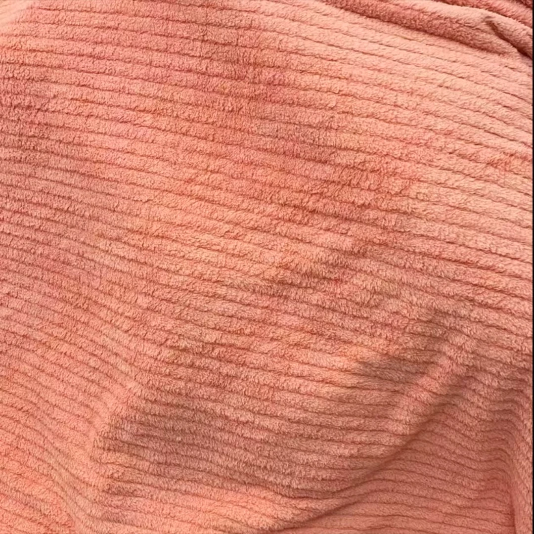 橙色竖条纹塔芙蓉双人毛毯 提花简约大气加厚纯色大床绒毛毯