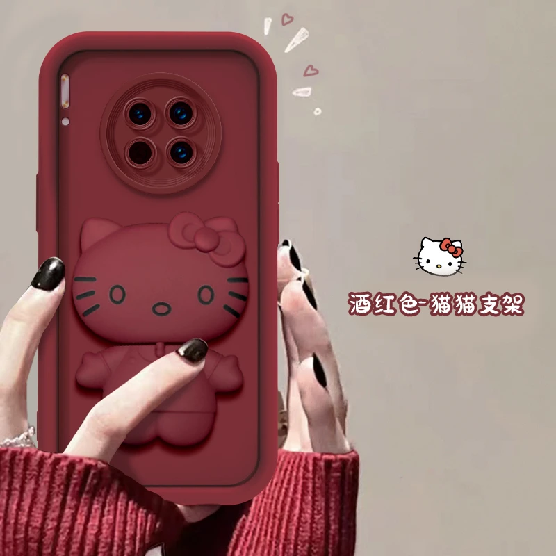 适用华为Mate30新年款手机壳猫猫支架款天眼硅胶全包防摔可爱女款