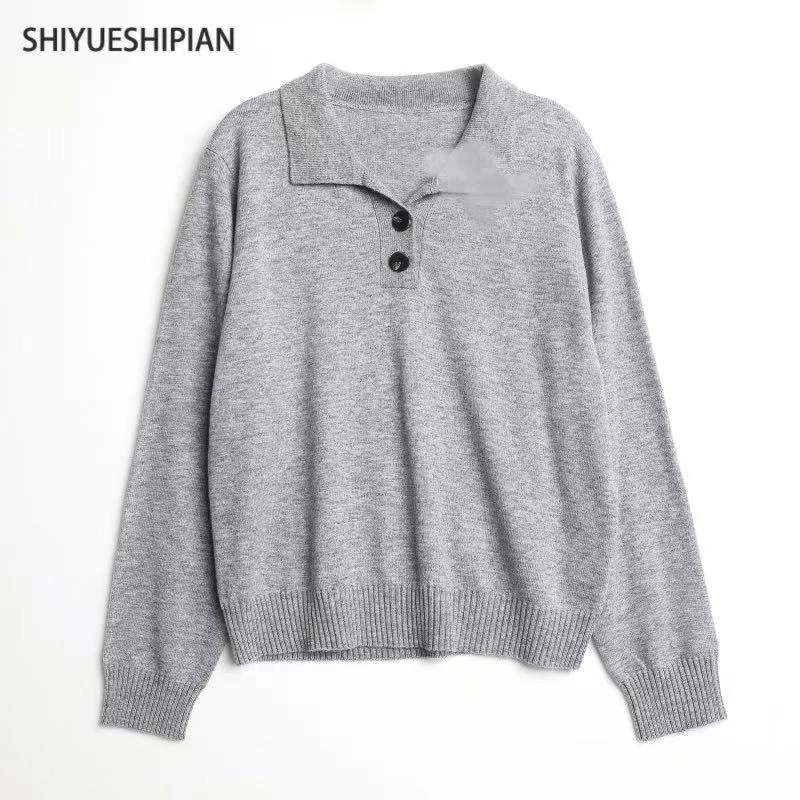 SHIYUESHIPIAN/十月诗篇气质百搭纯色领套头半开领羊毛衫宽松3558