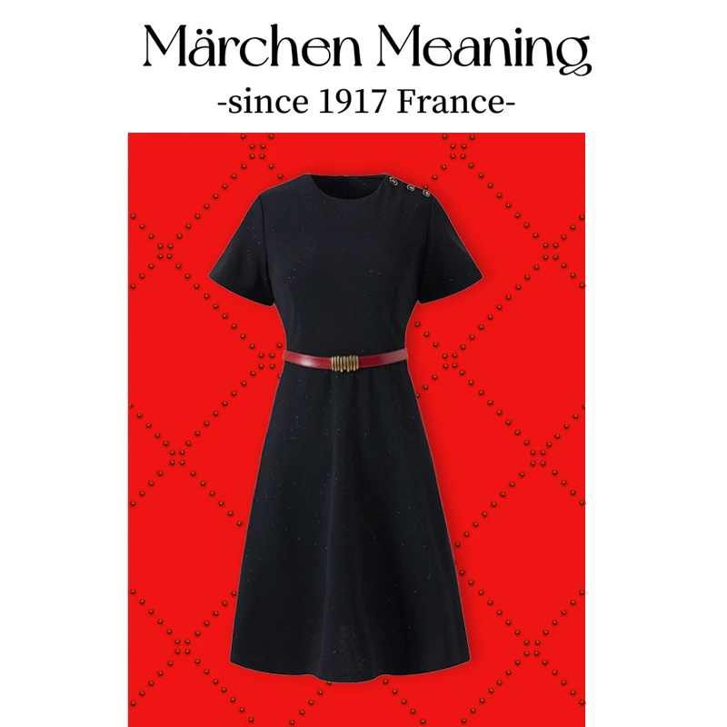 【MärchenMeaning】夏季阿黛尔小姐黑色优雅轻奢圆领显瘦女装连衣裙