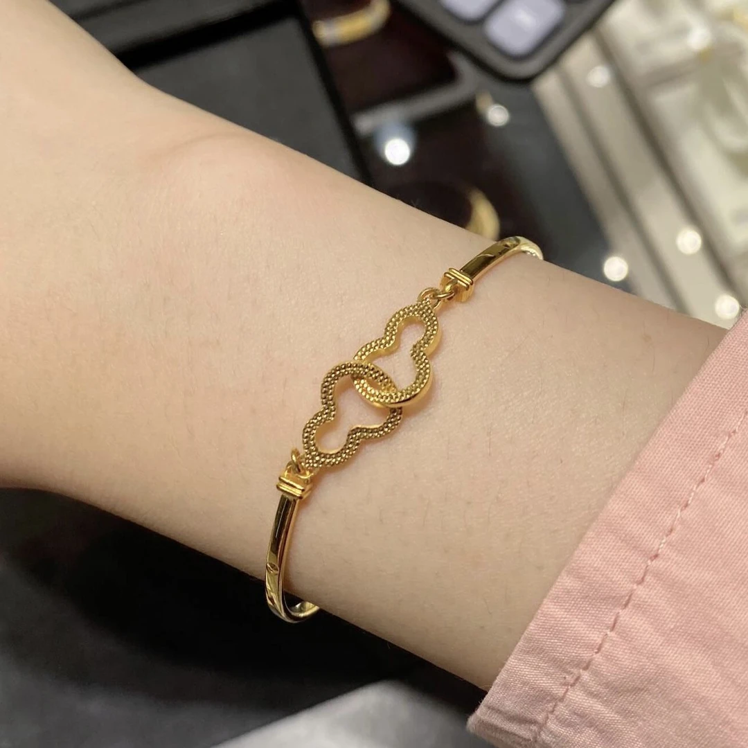 铜合金手镯 金色葫芦手链女精致福禄双收手环时尚环扣手镯送女友