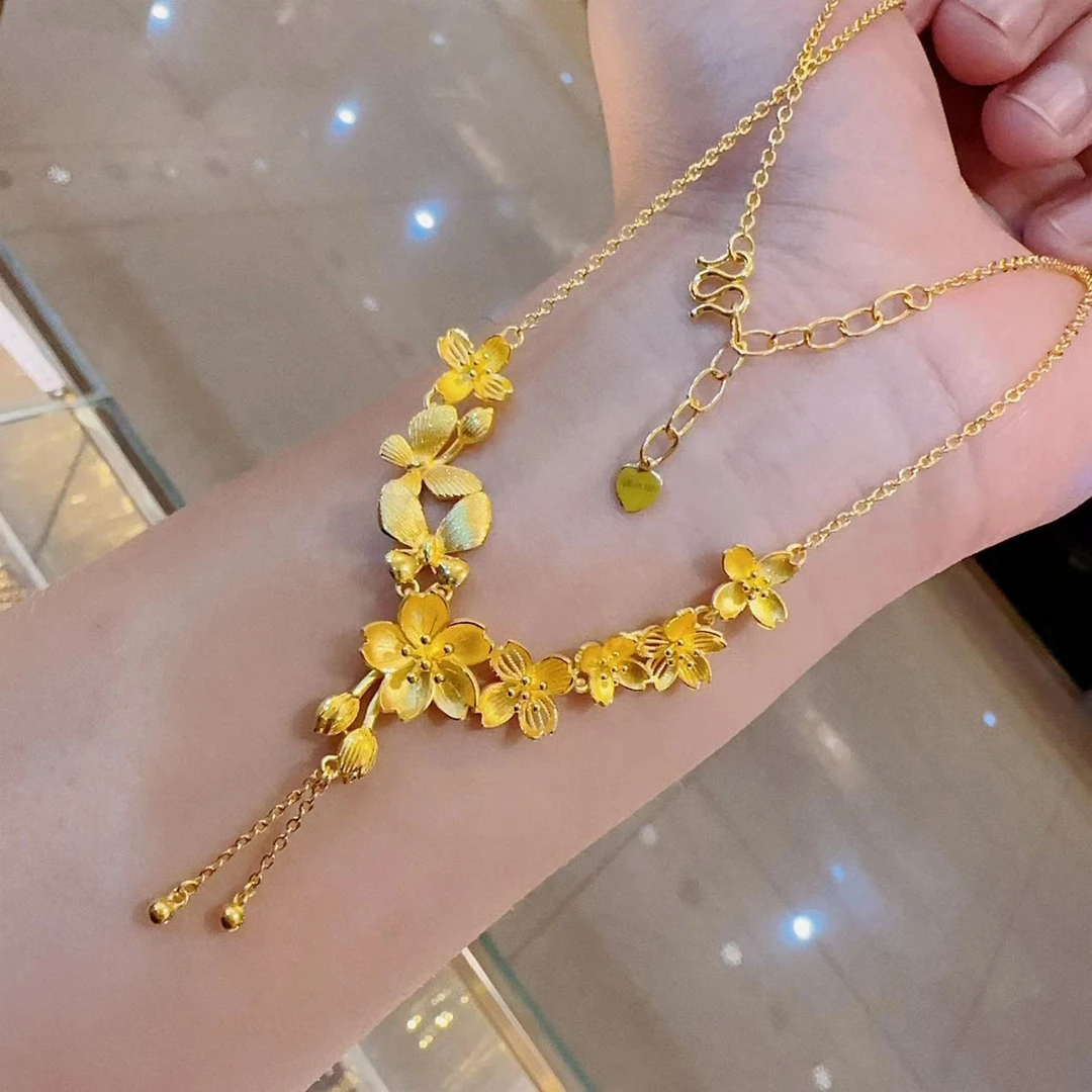 铜合金项链 新款时尚轻奢流苏花漾项链女优雅婚庆高级感礼物女友