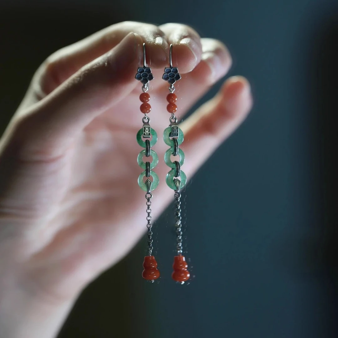 铜合金耳饰 复古双喜平安扣耳饰云襄传柯梦兰同款耳环女中式百搭