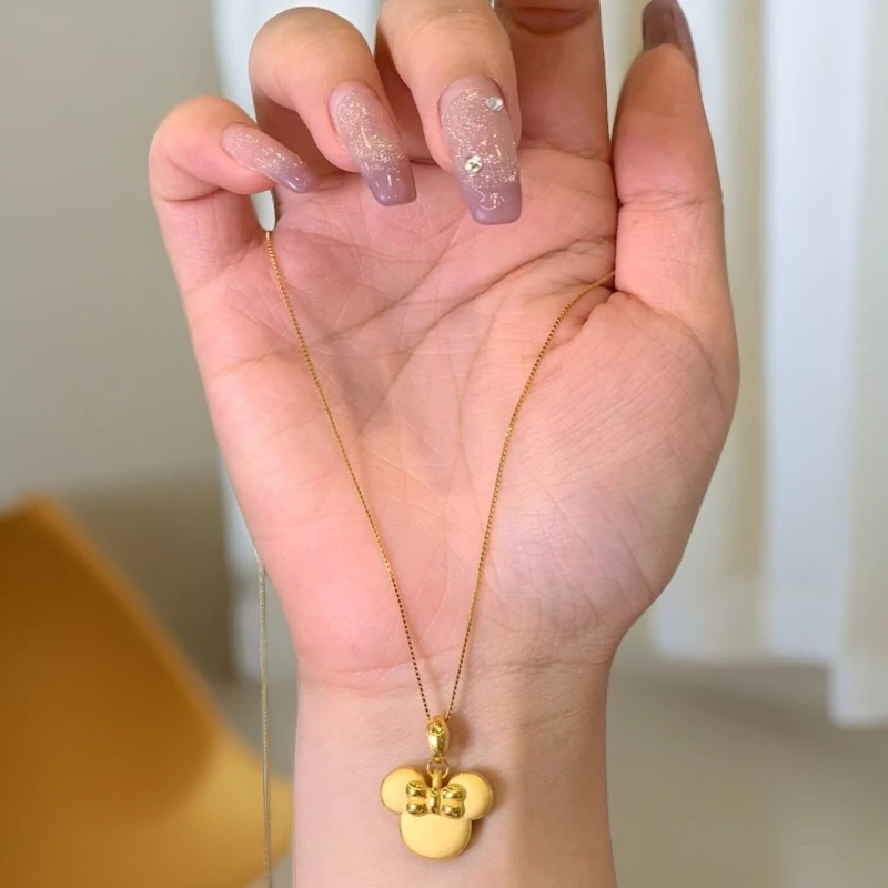 铜合金吊坠 米老鼠金色吊坠小众简约可爱甜妹项链女百搭个性饰品