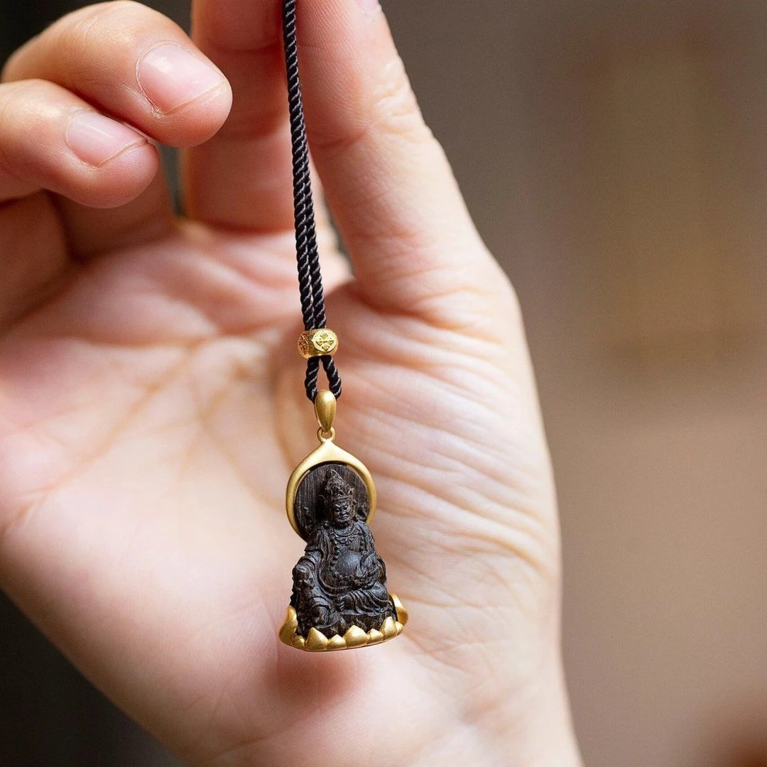 铜合金吊坠 黄色财神挂件寓意好随身佛吊坠项链女民族风招财百搭
