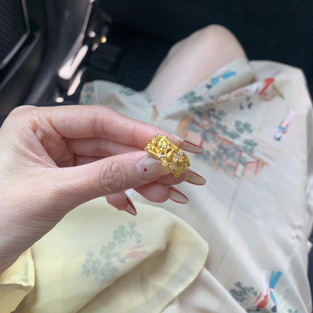 铜合金戒指 新款喜鹊戒指女古法工艺国潮复古质感超好小众高级感